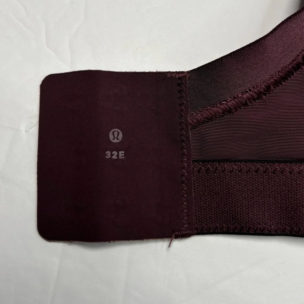 Lululemon Women 32E Run Times Bra High Support Adj Plum Burgundy Activewear Gym